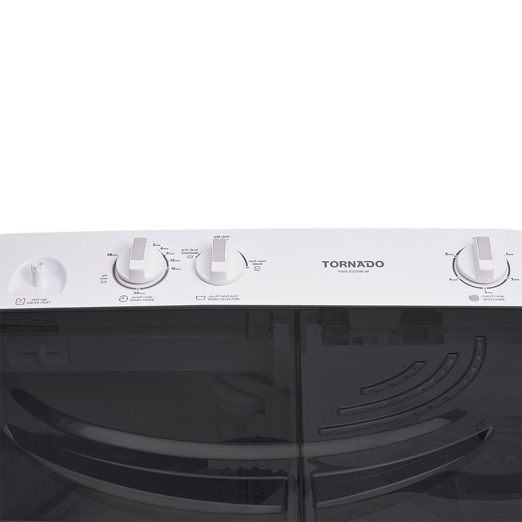 غسالة ملابس تورنيدو نصف أوتوماتيك 12 كجم أبيض × أسود TWH-Z12DNE-W(BK)